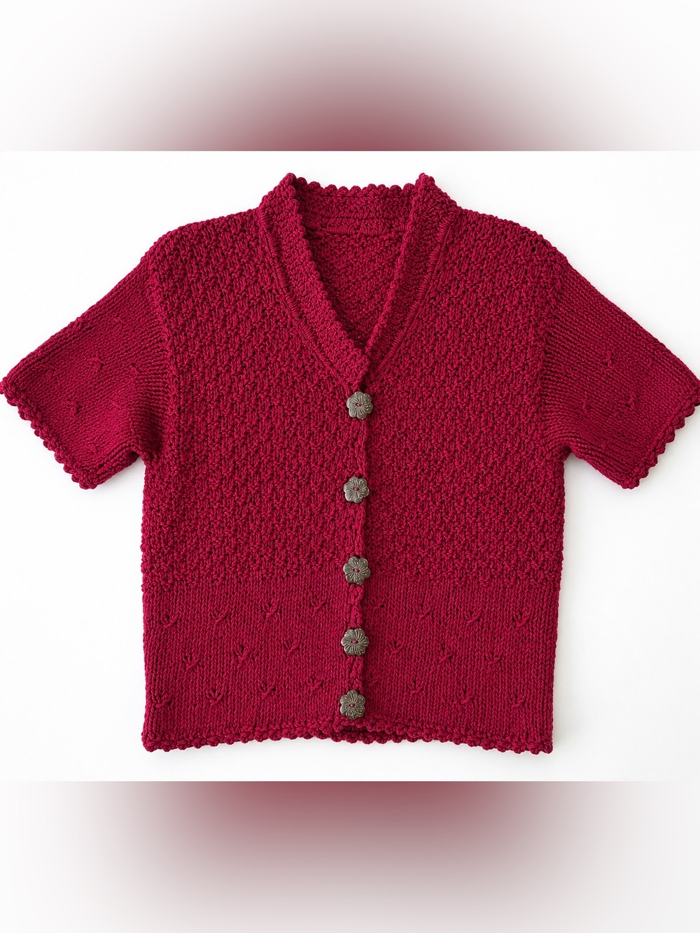 Vintage Handknits by Eastwinds Thailand Knit Cardigan Sweater M/L Cottagecore
